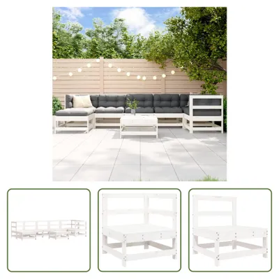 Produktbild von The Living Store 8-tlg. Garten-Lounge-Set Weiß Massivholz Kiefer