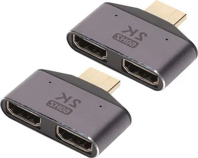 Productafbeelding van 2 HDMI-adapter, mannelijk naar vrouwelijk - 1 naar 2 uitgangen - HDMI-videosplitter, 2K 60Hz - HDMI-verlenger met display.