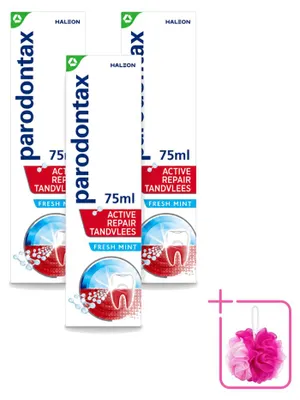 Productafbeelding van 3 x Parodontax Active Repair Tandpasta voor gezond tandvlees, met frisse muntsmaak, 75 ml - Voordeelverpakking - 3 stuks