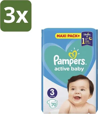 Obrázek produktu pro Pampers – plenky – Active Baby velikost 3 – 70 plen – výhodné balení – 3 kusy
