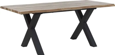 Obrázok produktu pre BELIANI Jedálenský stôl svetlé drevo čierna MDF kov 140/180 x 90 cm rozkladací pre 6 osôb moderný rustikálny štýl kuchyňa jedáleň