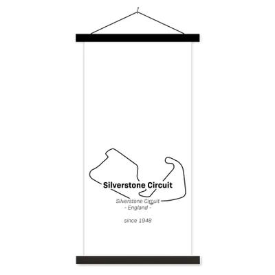 Produktbild von MuchoWow® Textilposter Silverstone - F1-Strecke 90x180 cm mit schwarzem Rahmen - Dekoration Wohnzimmer