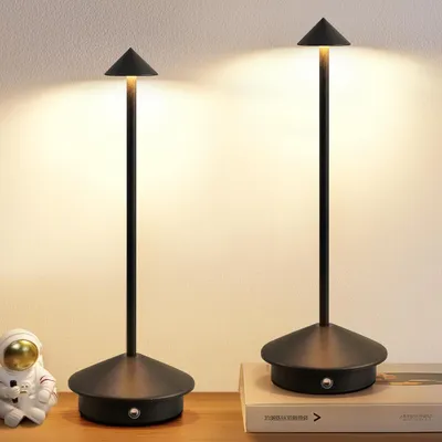 Produktbild von 2er schnurlose Tischlampe, tragbare LED-Schreibtischlampen, 1800 mAh wiederaufladbar, batteriebetrieben, Beleuchtung für Schlafzimmer, Esszimmer, Rest