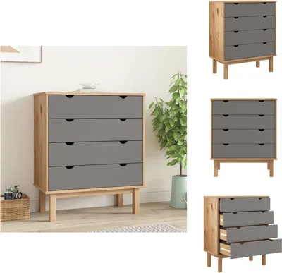 Immagine prodotto di vidaXL Cassettiera OTTA Brown&Grey 76,5x39,5x90 cm in legno massiccio - Cassettiere
