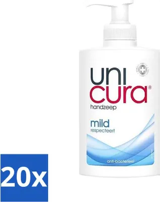 Zdjęcie produktu dla Unicura Łagodne mydło w płynie do rąk 250 ml - opakowanie ekonomiczne - 20 kostek