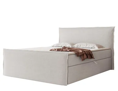 Produktbild von Boxspringbett LIZIO 180x200 Ohren-Kopfteil Bettkasten Bonellmatratze Aschgrau