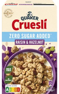 Immagine prodotto di Fiocchi d'avena Quaker Uvetta e nocciole senza zucchero 400g – sani e deliziosi