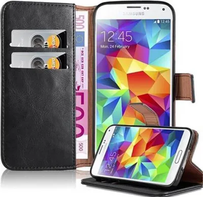Obrázek produktu pro Cadorabo Case for Samsung Galaxy S5 / S5 NEO Protective Cover in Black Pouzdro na mobilní telefon typu kniha Etui Luxury