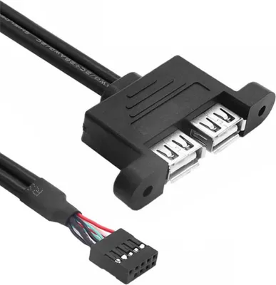 Produktbild von Q66 USB 2.0 Adapterkabel – 9-Pin Mainboard Header auf 2× USB-A Buchse, externes Verlängerungskabel, fest montierbar, Datenübertragung für PC