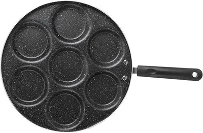 Image de Poêle à frire pour œufs - Inoxydable - 7 trous - En aluminium - Poignée résistante à la chaleur - Casserole à œufs