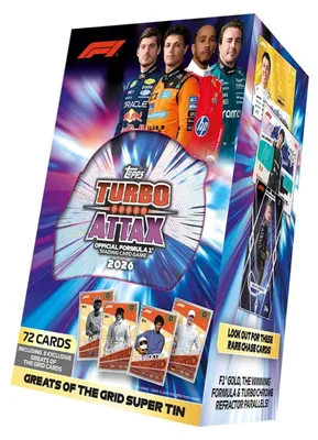 Image de Topps F1 2026 Turbo Attax Super Tin ‘Greats of the Grid’ Cards – Tin Box