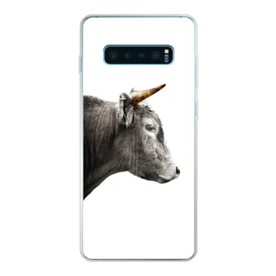 Produktbild von MuchoWow® Handyhülle Schutzhülle Hülle für Samsung Galaxy S10 Plus Schottischer Highlander - Horn - Gold Silikon Softcase Handy Hülle - Schutzhülle