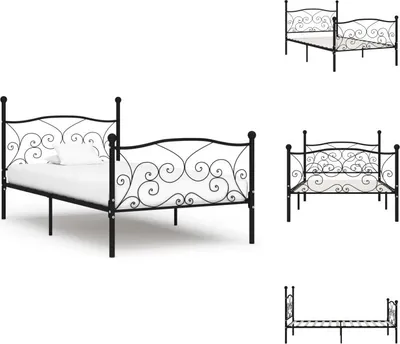 Obrázek produktu pro vidaXL Rám postele s lamelovým roštem černý kov 90×200 cm - Postele a rámy postelí