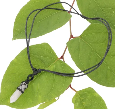 Produktbild von Kristall Anhänger, Ethno Makramee Kette - Rosenquarz, Weiß, Baumwollfäden,Halbedelstein, 4*1 cm, Ketten & Modeschmuck für den Hals