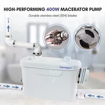 Obrázok produktu pre Macerátorová pumpa a sanitárna čerpadlo s výkonom 400 W a tichým chodom, určené pre kúpeľne