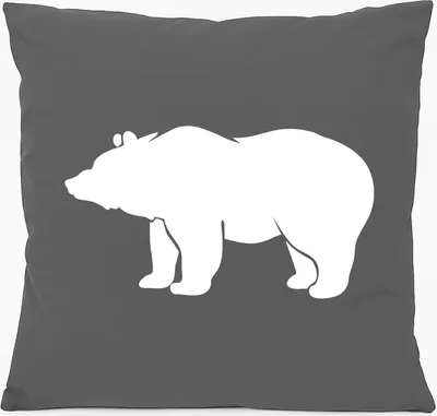 Produktbild von Huuraa Kissen Bär Silhouette 40x40cm mit Füllung Steel Grey Baumwolle Dekokissen Geschenkidee