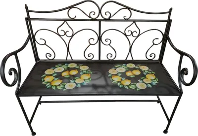 Produktbild von Gartenbank Menton Schwarz 2-Sitzer 115 cm Zitronenmotiv mediterran