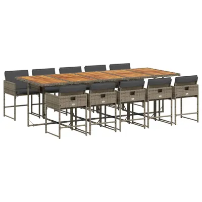 Produktbild von vidaXL 11-tlg. Garten-Essgruppe mit Kissen Grau Poly Rattan