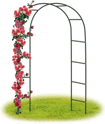 Obrázok produktu pre Oblúk pre popínavé ruže - záhradná dekorácia pre pergoly - kovová podpera pre popínavé rastliny - 240 x 140 x 38 cm - čierna