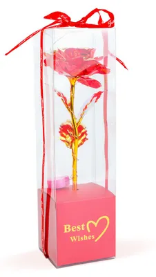Produktbild von LED-beleuchtete künstliche Blumendekoration - Valentinstagsgeschenk - Rose - Rot 1 Stück [DA01198]