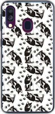 Produktbild von MuchoWow® Handyhülle Schutzhülle Hülle für Telefoonhoesje Samsung Galaxy A40 Muster - Katze - Schwarz - Weiß - Jungen - Mädchen - Kinder - Kind Silikon Softcase Handy Hülle - Handy-Tasche