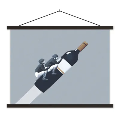 Produktbild von MuchoWow® Textilposter Flasche - Männer - Vintage 60x45 cm mit schwarzem Rahmen - Poster Schlafzimmer