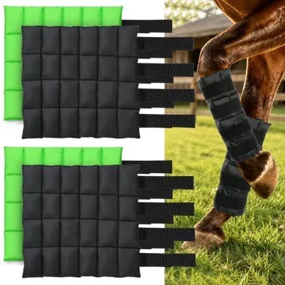 Kühlgamaschen für Pferde mit Gelpads, 4 St., grün