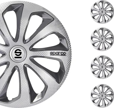 Immagine prodotto di Coprimozzi Sparco 15 pollici Sicilia argento grigio carbonio 4pz