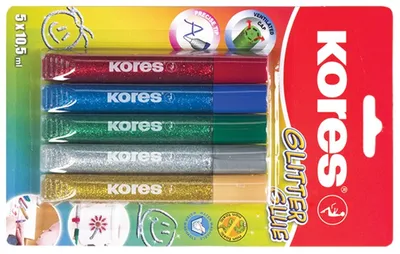 Produktbild von Kores Glitzerkleber - 5 x 10,5 ml / klassische Farben