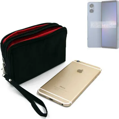 Produktbild von K-S-Trade Schutz Hülle Handy Hülle kompatibel mit Sony Xperia 5 V Gürteltasche Travelbag Handytasche mit Zusatzfächern, schwarz
