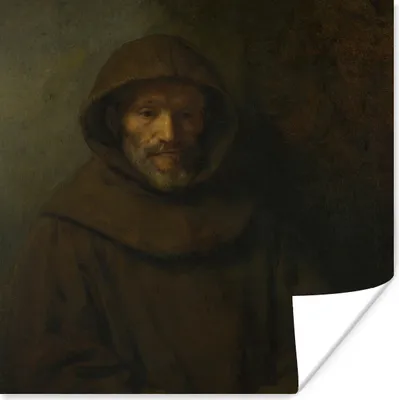 Produktbild von MuchoWow® Poster Der Franziskanermönch - Gemälde von Rembrandt van Rijn 50x50 cm - Wohnzimmerdekoration