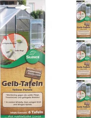Produktbild von Silence Gelbtafeln (klein): Optimales Monitoring gegen die weiße Fliege, Trauermücke und Blattlaus – 4 x 6 Stück