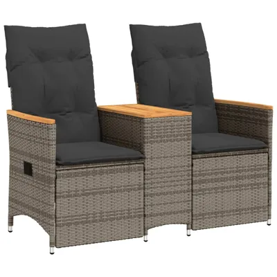 Immagine prodotto di Divano Giardino Reclinabile 2 Posti Tavolino Grigio Polyrattan