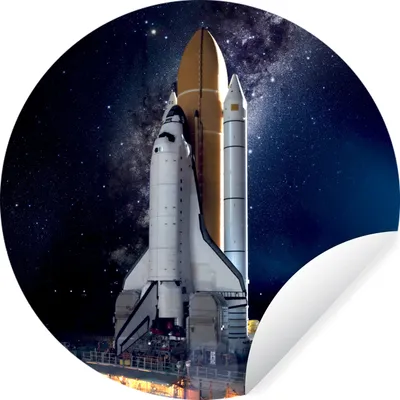 Produktbild von MuchoWow® Runde Wandtattoo - Wandsticker Tapete Aufkleber Rakete - Sternenhimmel - Weltraum Ø 100 cm Selbstklebend und Repositionierbar - Wandaufkleber - Kreis - Tapetenkreis - Wandbild rund - Schlafzimmerdekoration - Wanddeko - runde Tapete - Kunst für zu Hause