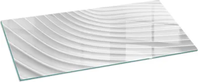 Obrázek produktu pro Skleněná podkladová deska pro 125x50 cm - kamna - krbová deska skleněná - ochranné sklo - ochranná deska proti jiskrám - skleněná podkladová deska ohnivzdorná - ochranná deska proti teplu - ochrana skleněného podkladu - vlny jemných linií