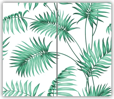 Produktbild von Tulup Glas-Herdabdeckplatte - 2x30x52cm - Glaskeramikkochfeld-Abdeckung Spritzschutz Zweiteilig Tropische Blätter