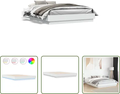 Produktbild von The Living Store Bettgestell mit LED Weiß 150x200 cm