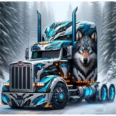 Produktbild von NORIMPEX Diamantov kleiner Truck mit Wolf in Winterlandschaft 30x40cm
