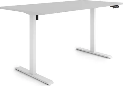 Produktbild von ESMART Germany ETX-121WG 160 x 80 cm Hellgrau Ergonomischer Steh-Sitz-Schreibtisch Stufenlos elektrisch höhenverstellbar 73,5 - 123,5 cm 3x Memory Aktivitätserinnerung Soft-Start/Stopp Schnelle Montage