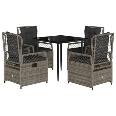 Immagine prodotto di vidaXL Set da pranzo da giardino in 5 pezzi con cuscini in rattan grigio