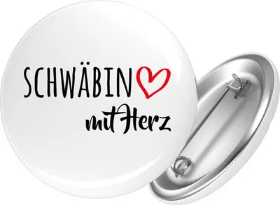 Produktbild von Huuraa Button Schwäbin mit Herz 25mm rund mit Sicherheitsnadel Ansteckbutton Geschenkidee