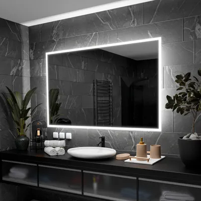 Produktbild von Prostokątne lustro łazienkowe z podświetleniem LED - Boston - 100x80cm