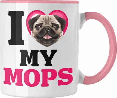 Produktbild von Trendation - Mops Besitzerin Tasse Geschenk Lustiger Spruch Geschenkidee I Love My Mops (Rosa)