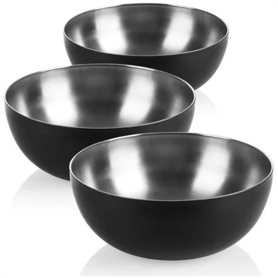 Produktbild von com-four® 3x Rührschüssel aus Edelstahl - 3 Liter Dekoschale - Salatschüssel