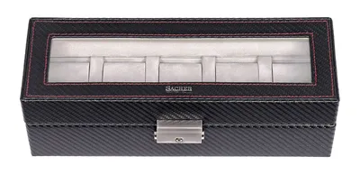 Produktbild von Sacher Schmuckschatulle Carvon Uhrenbox für 5 Uhren Black schwarz