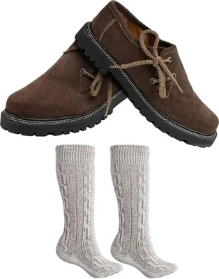 Produktbild von Trachtenschuhe +Trachtensocken Set Haferlschuhe wildleder mit socken 40cm, Schuhgröße:43, Farbe:Dunkelbraun