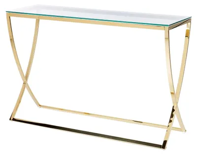 Produktbild von Konsolentisch aus Edelstahl mit Glas in Gold 120 x 40 cm im Glamour-Stil