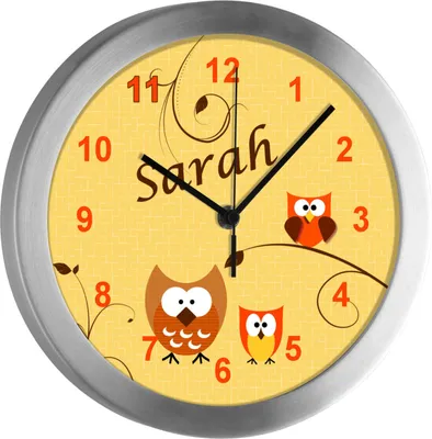 Produktbild von Kinderzimmer Funkwanduhr, Funkuhr Wanduhr Kinder, Eule orange 25 cm