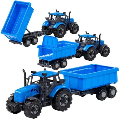 Produktbild von van der Meulen Spielzeugtraktor blau mit Anhänger Bauernhof