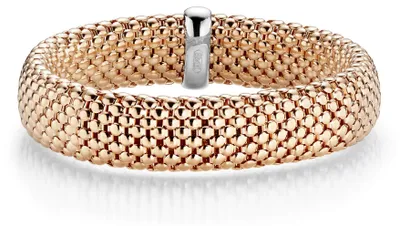 Produktbild von 14mm Armband Armreif Armschmuck elastisch aus 750 Gold rot/weiß strukturiert
